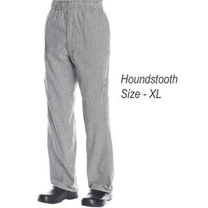 Chef Code Cargo Pants Elastic Waist Drawstring Zipper Cargo Pants XL Houndstooth